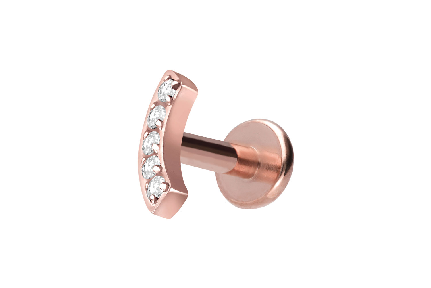 Titan Labret Piercing mit Innengewinde BOGEN + 5 KRISTALLE